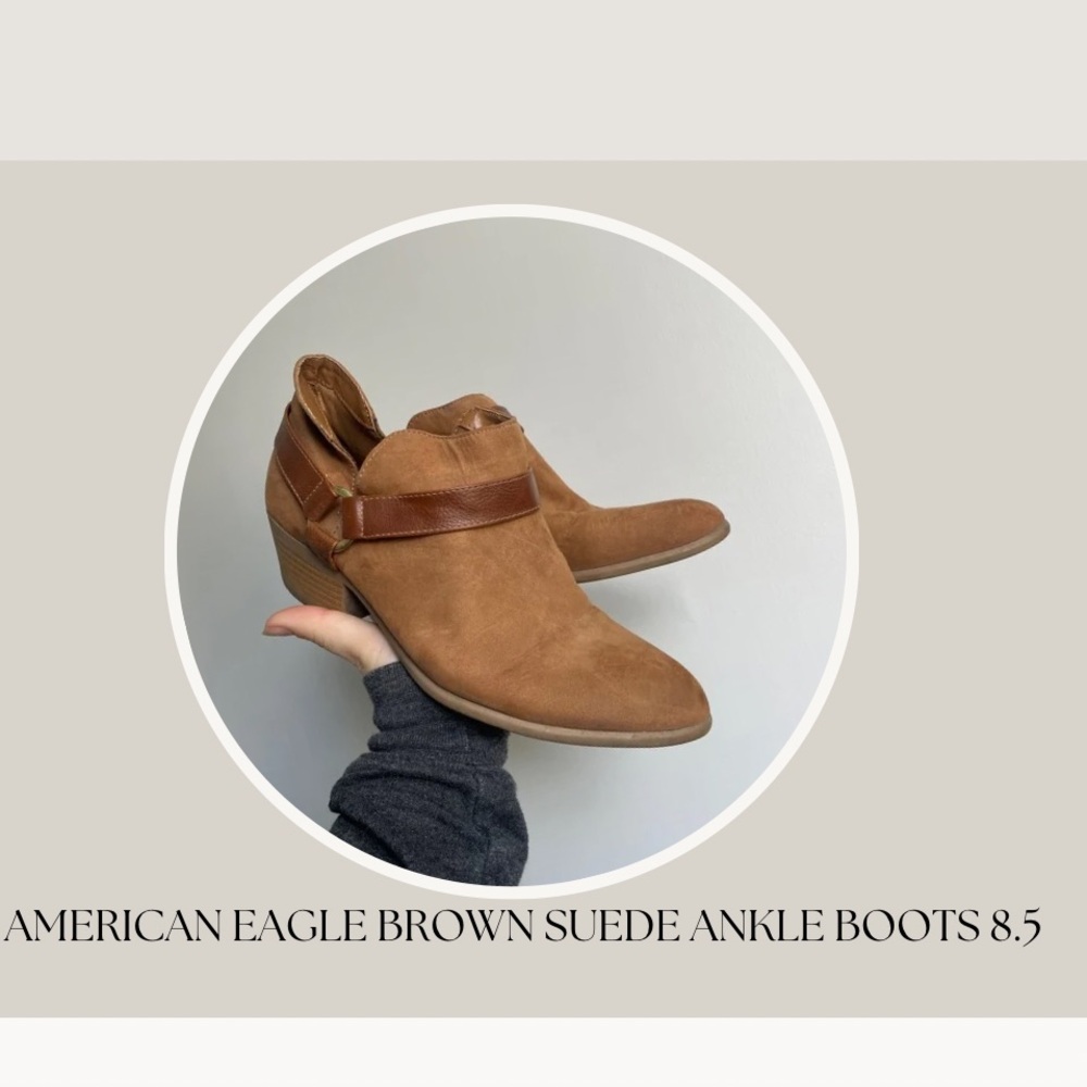 AMERICAN EAGLE BROWN SUEDE ANKLE BOOTS 8.5